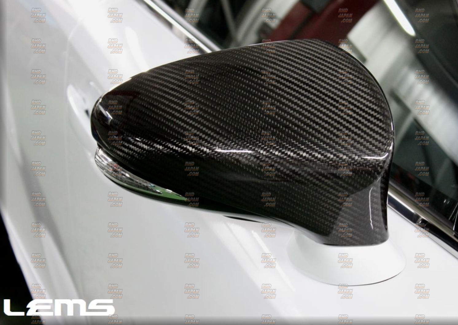 LEMS Door Mirror Cover Set Dry Carbon Fiber with Clear Coating - L597-2